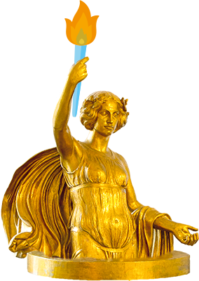 Golden angel statue holding a torch