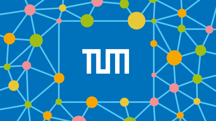 TUM logo surrounded by connected colored dots