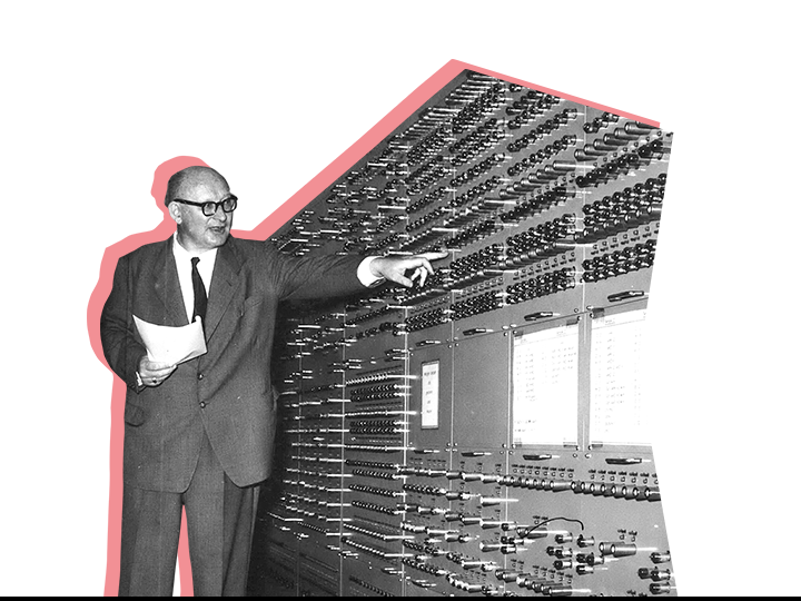 Hans Piloty with the PERM computing machine