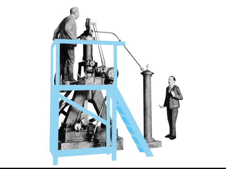 Rudolf Diesel with a test engine