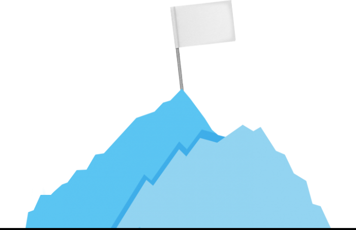 Zwei Berge mit Fahne auf dem Gipfel