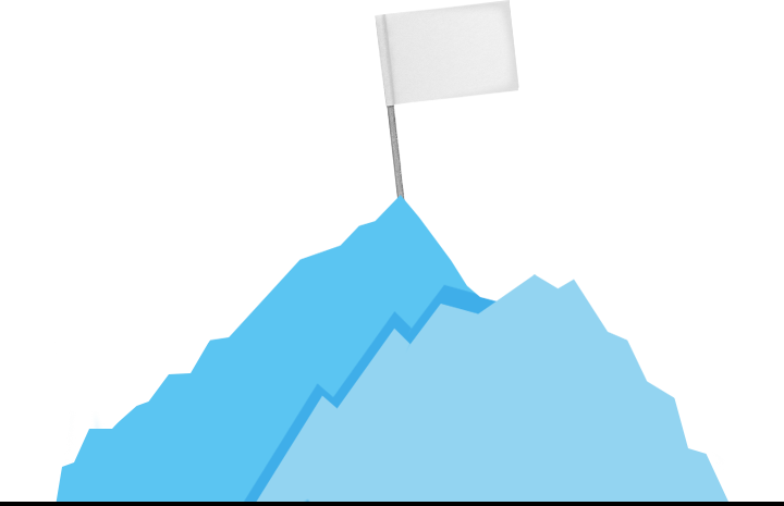 Sketch of two mountains with a flag on top